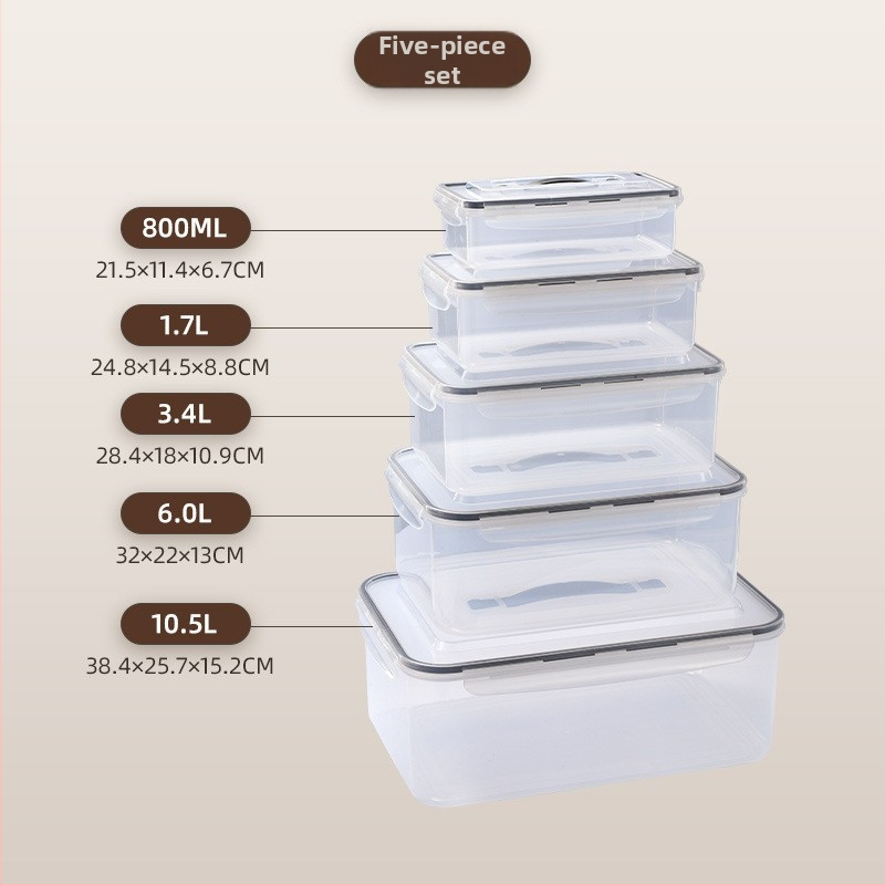 Plastična kutija za obrok s poklopcem, četvrtasti oblik, pogodna za mikrovalnu, kapacitet 0,8–5 L