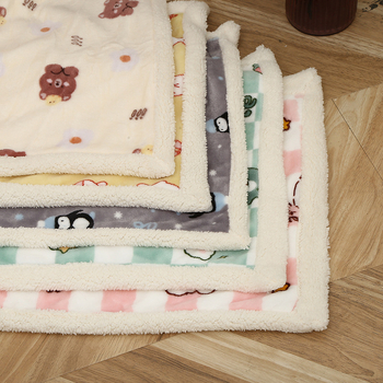 Pokrivač za kućne ljubimce, dvostruki sloj, flanel, otisak karikature, 200–350 g, proljeće i jesen, prilagođavanje dostupno