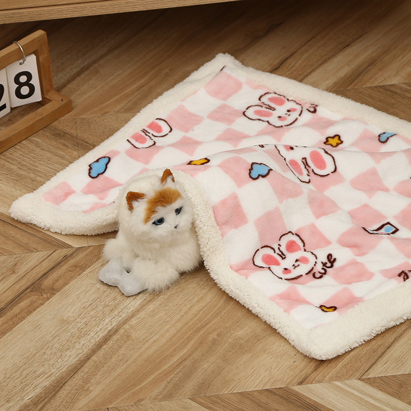 Pokrivač za kućne ljubimce, dvostruki sloj, flanel, otisak karikature, 200–350 g, proljeće i jesen, prilagođavanje dostupno