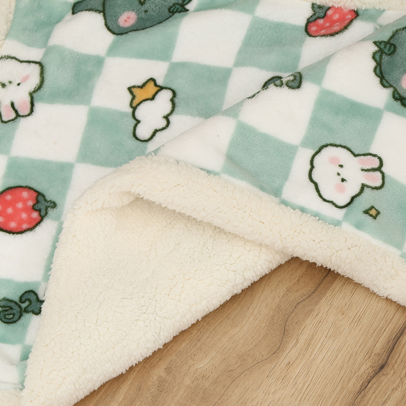 Pokrivač za kućne ljubimce, dvostruki sloj, flanel, otisak karikature, 200–350 g, proljeće i jesen, prilagođavanje dostupno