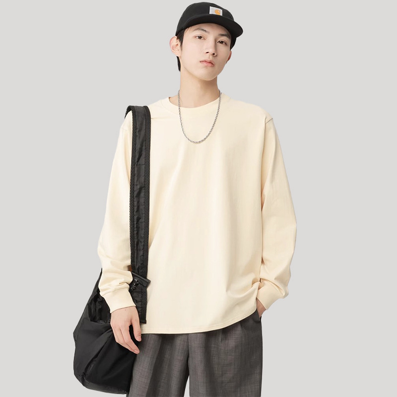 Japanski vintage stil, 100% pamuk, okrugli izrez, dugi rukav, labav kroj