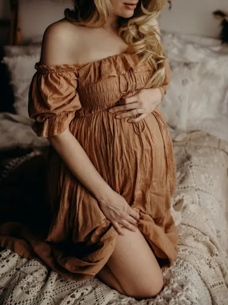 Рокля с 3/4 ръкави, 80-90% спандекс, А-линия, дълга пола, лято 2024