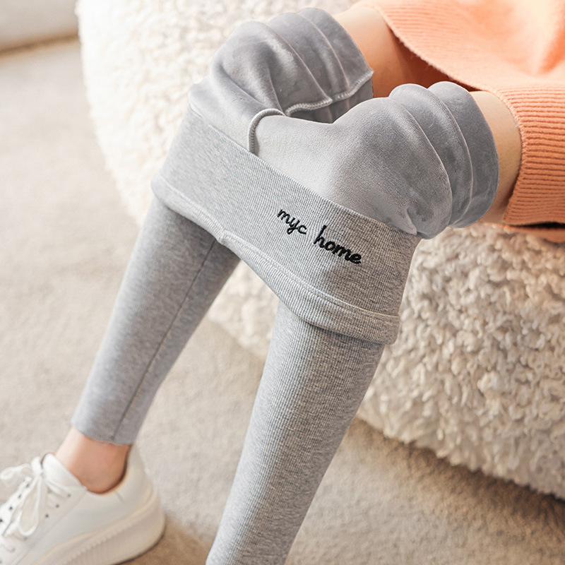Téli leggings fleece béléssel, vastag, magas rugalmasság, karcsúsított szabású jóga nadrág fenék-emelő hatással, poliészter-viszkóz-spandex keverék