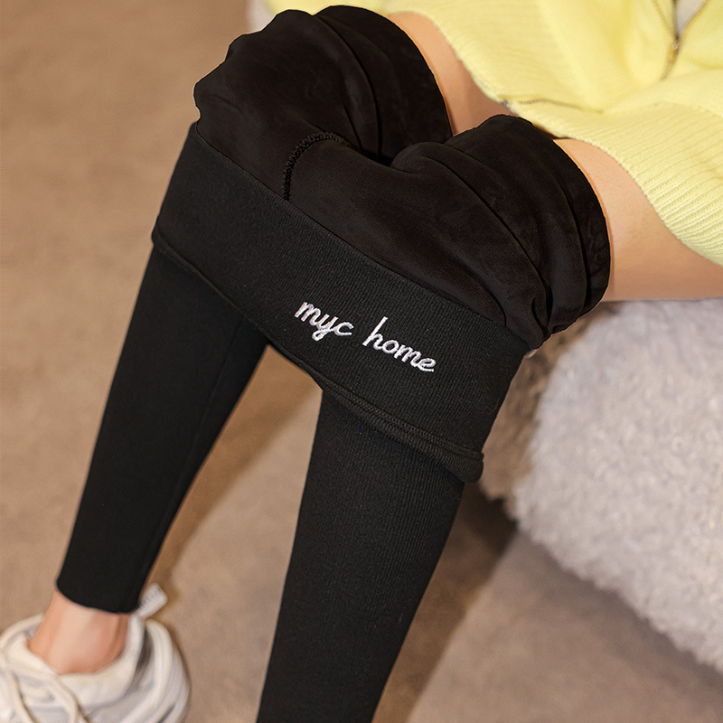 Téli leggings fleece béléssel, vastag, magas rugalmasság, karcsúsított szabású jóga nadrág fenék-emelő hatással, poliészter-viszkóz-spandex keverék