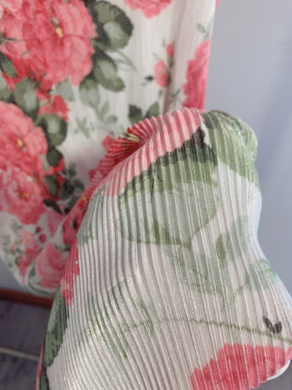 Рокля за бременни в стил Cheongsam с флорален принт, стойкова яка, ръкави 3/4, средна дължина с A-line, полиестер