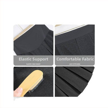 Пола за бременни от вълнен бленд, плисирана, средна дължина, едноцветна, зимен стил