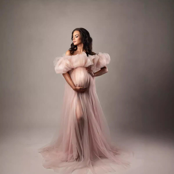 Майчинска рокля за фотосесия, дълга, без ръкави, спандекс, панелна кройка