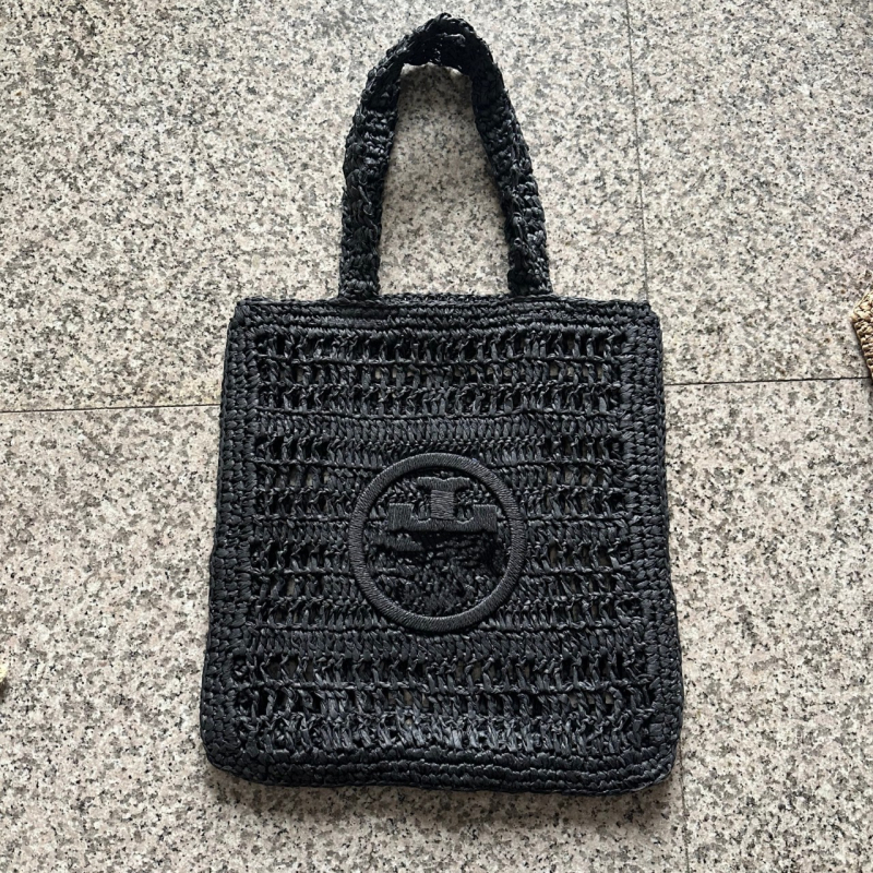 Slamnata tote torba s vertikalnim kvadratnim oblikom, unutarnji džepovi za telefon, osobnu iskaznicu i prijenosno računalo, s dvostrukim naramenicama
