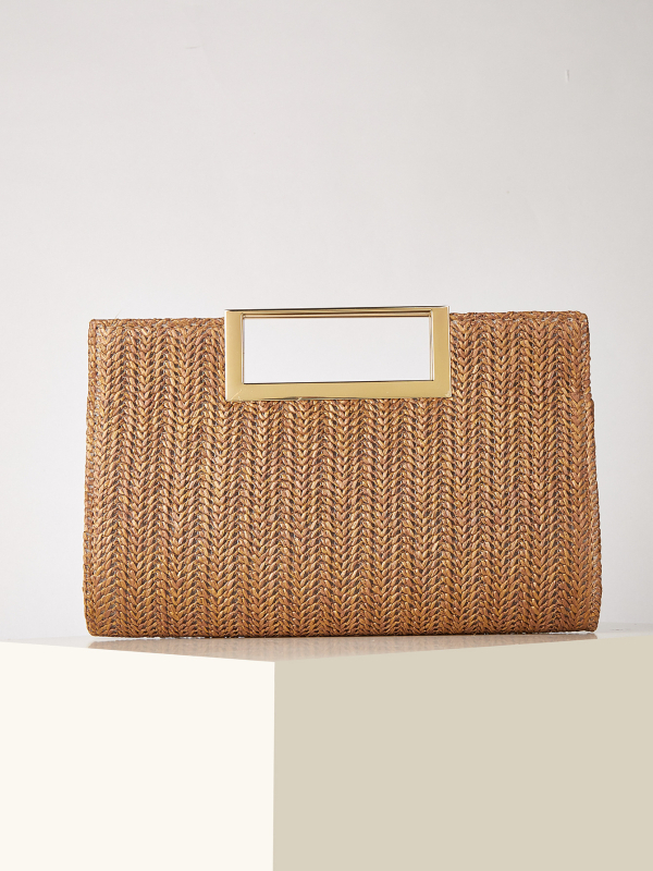 Ženska pletena crossbody torba, poliester, magnetsko zatvaranje, pravokutnog oblika, džep za telefon