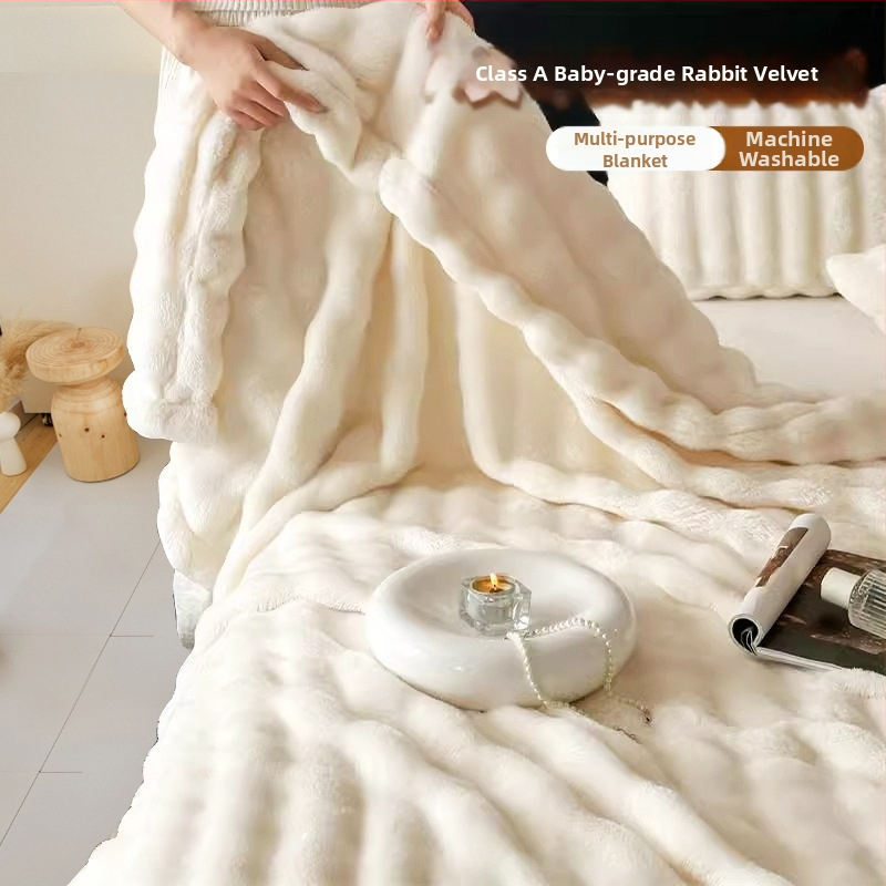 Deka od velura s flisom, jednostavna boja, za sve sezone, moderan minimalistički stil
