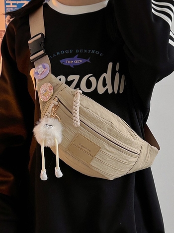 Xinhang najlon crossbody torba sa zatvaračem, podstava od poliestera, unutarnji džep za mobitel, Proljeće 2025