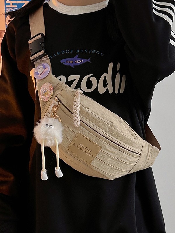 Xinhang najlon crossbody torba sa zatvaračem, podstava od poliestera, unutarnji džep za mobitel, Proljeće 2025