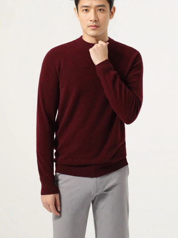 Ανδρικό κασμίρι καρντάγκαν για επαγγελματικό στυλ, 95%+ κασμίρι, χαλαρή εφαρμογή, στρογγυλός λαιμός και μακριά μανίκια, μονόχρωμο