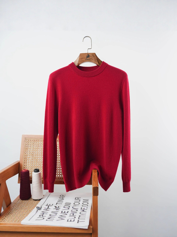 Ανδρικό κασμίρι καρντάγκαν για επαγγελματικό στυλ, 95%+ κασμίρι, χαλαρή εφαρμογή, στρογγυλός λαιμός και μακριά μανίκια, μονόχρωμο