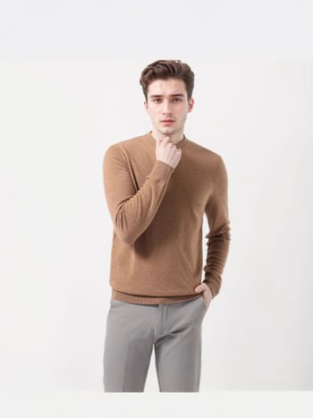 Ανδρικό κασμίρι καρντάγκαν για επαγγελματικό στυλ, 95%+ κασμίρι, χαλαρή εφαρμογή, στρογγυλός λαιμός και μακριά μανίκια, μονόχρωμο