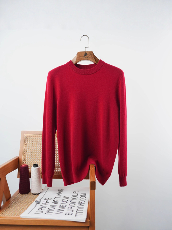 Ανδρικό κασμίρι καρντάγκαν για επαγγελματικό στυλ, 95%+ κασμίρι, χαλαρή εφαρμογή, στρογγυλός λαιμός και μακριά μανίκια, μονόχρωμο