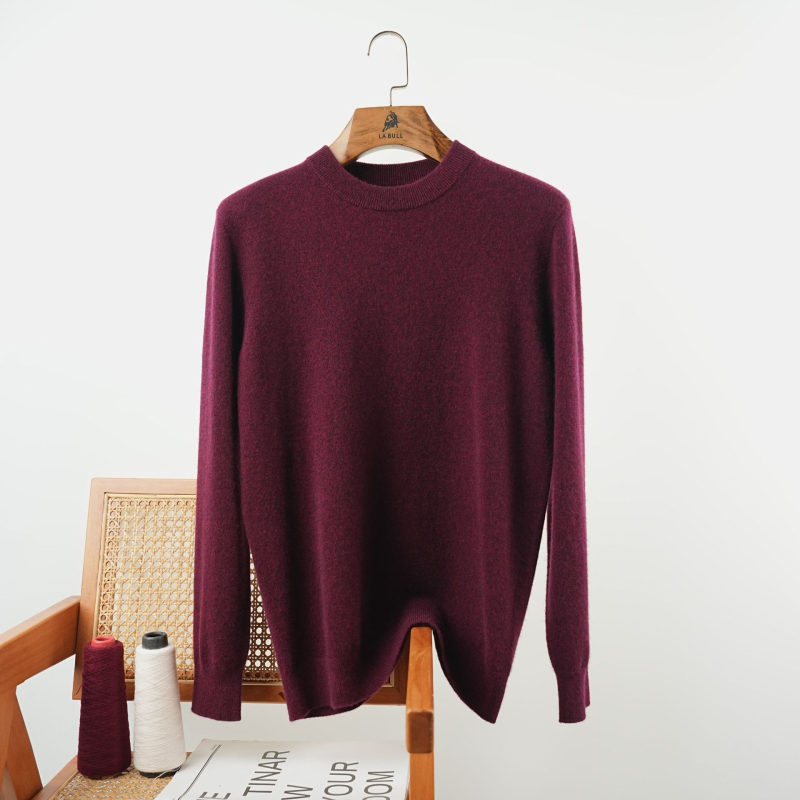 Ανδρικό κασμίρι καρντάγκαν για επαγγελματικό στυλ, 95%+ κασμίρι, χαλαρή εφαρμογή, στρογγυλός λαιμός και μακριά μανίκια, μονόχρωμο