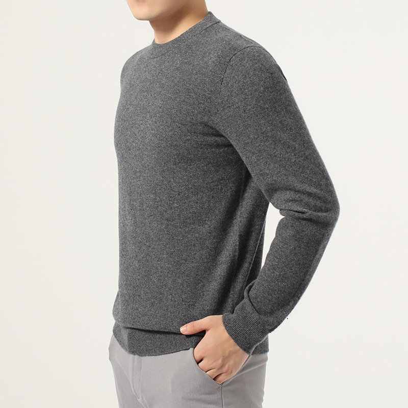 Ανδρικό κασμίρι καρντάγκαν για επαγγελματικό στυλ, 95%+ κασμίρι, χαλαρή εφαρμογή, στρογγυλός λαιμός και μακριά μανίκια, μονόχρωμο