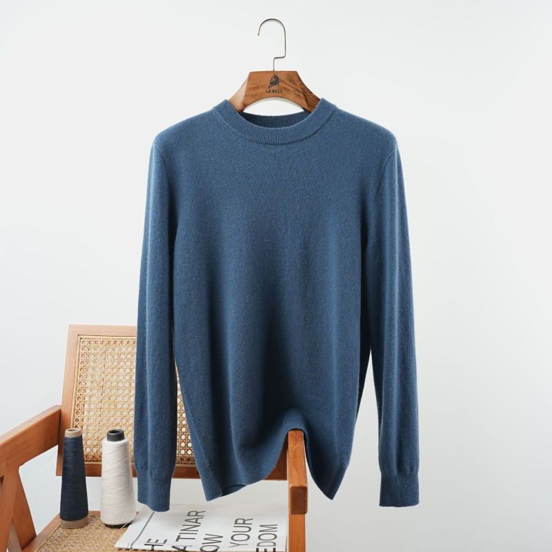 Ανδρικό κασμίρι καρντάγκαν για επαγγελματικό στυλ, 95%+ κασμίρι, χαλαρή εφαρμογή, στρογγυλός λαιμός και μακριά μανίκια, μονόχρωμο