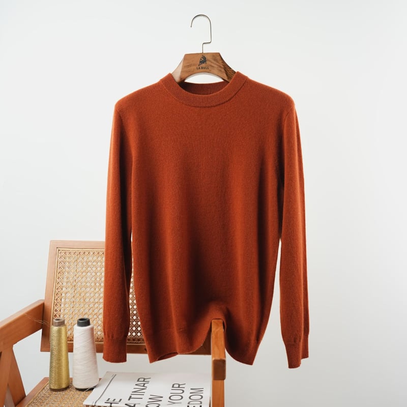 Ανδρικό κασμίρι καρντάγκαν για επαγγελματικό στυλ, 95%+ κασμίρι, χαλαρή εφαρμογή, στρογγυλός λαιμός και μακριά μανίκια, μονόχρωμο