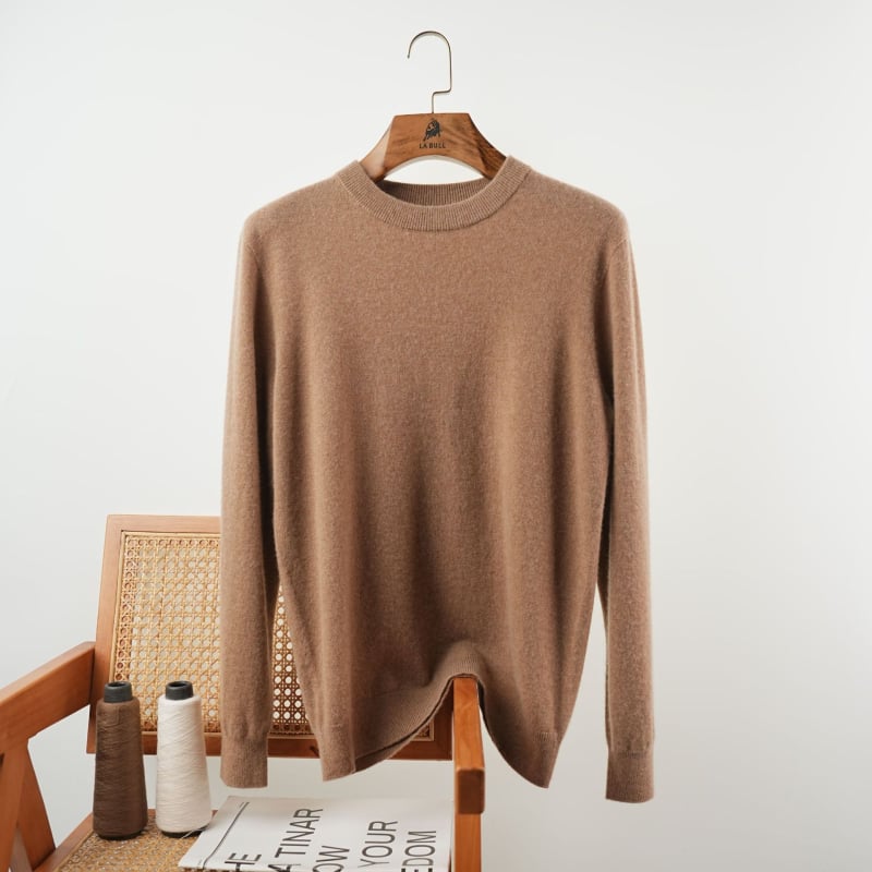 Ανδρικό κασμίρι καρντάγκαν για επαγγελματικό στυλ, 95%+ κασμίρι, χαλαρή εφαρμογή, στρογγυλός λαιμός και μακριά μανίκια, μονόχρωμο