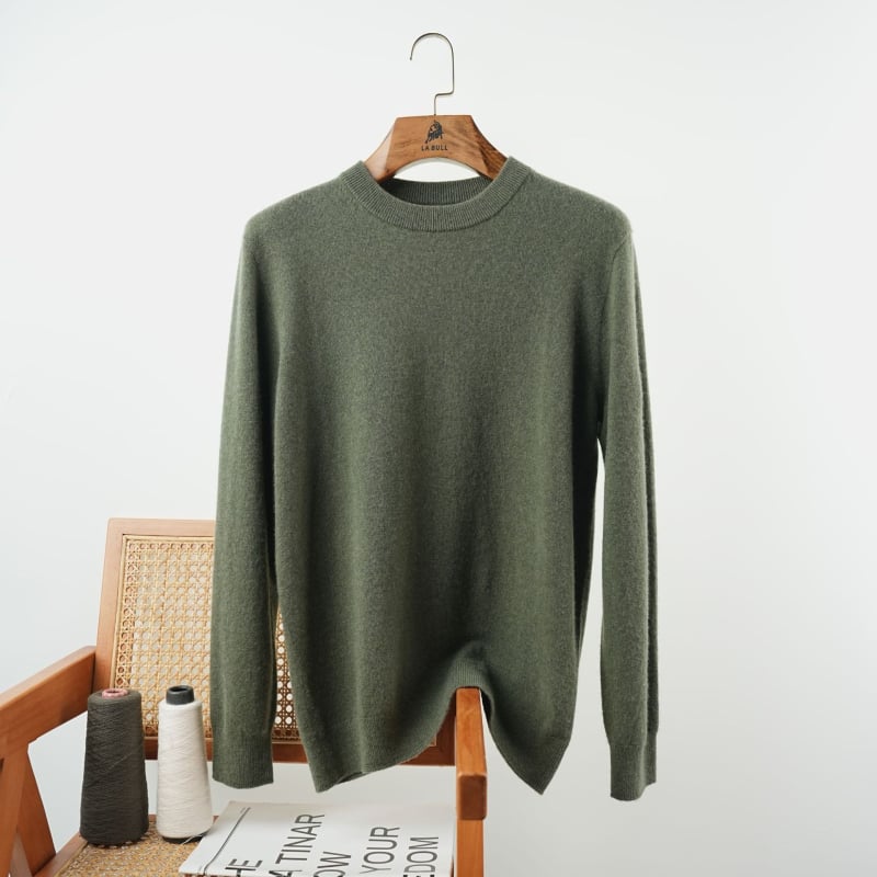 Ανδρικό κασμίρι καρντάγκαν για επαγγελματικό στυλ, 95%+ κασμίρι, χαλαρή εφαρμογή, στρογγυλός λαιμός και μακριά μανίκια, μονόχρωμο