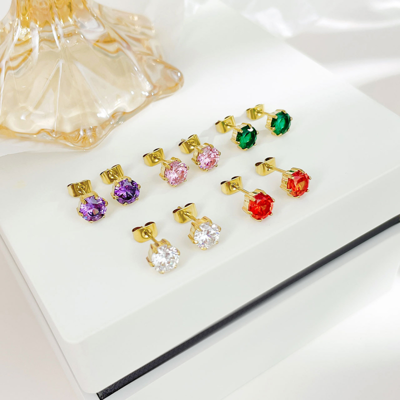 Обeци - титанова стомана, геометричен стил, електроплатина, марка Simani