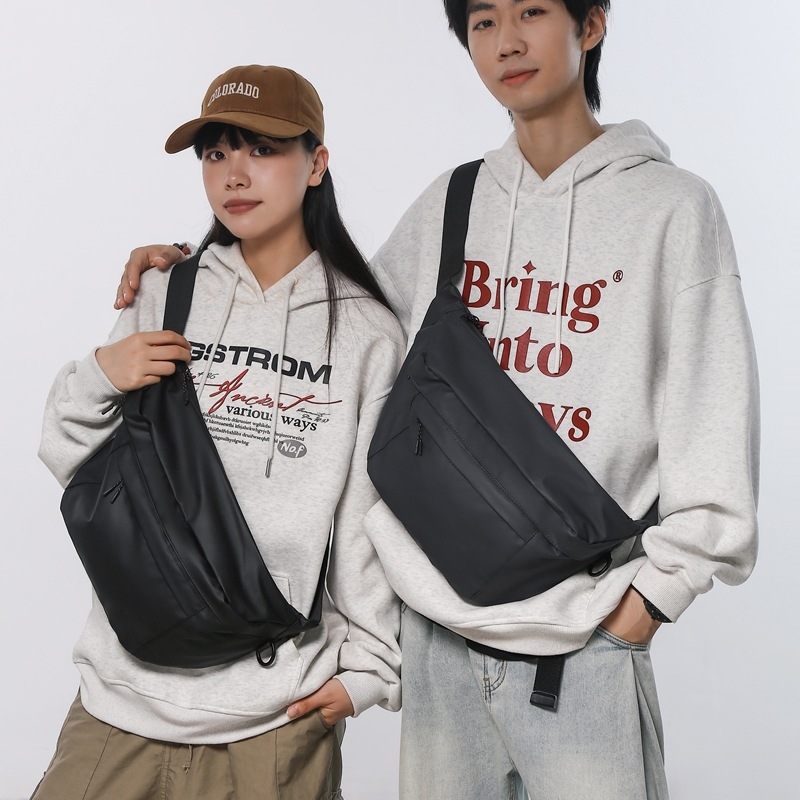 Unisex najlonska crossbody torba, ulični stil, magnetska kopča, unutarnja ID džep, poliesterska podstava, jesen 2024