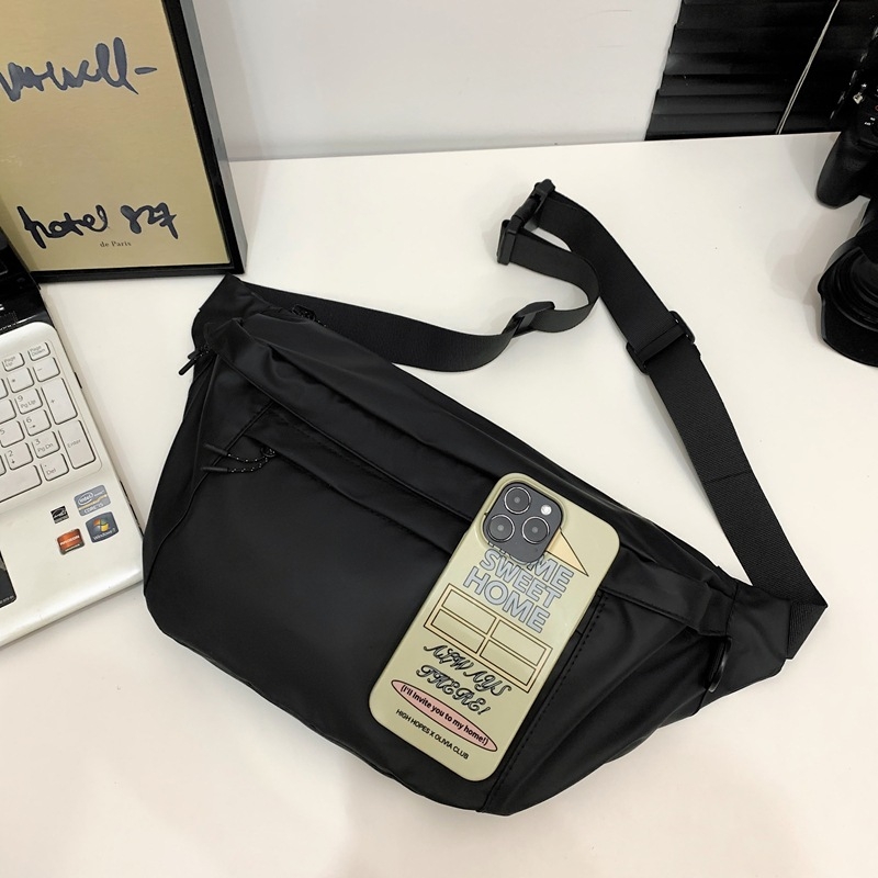 Unisex najlonska crossbody torba, ulični stil, magnetska kopča, unutarnja ID džep, poliesterska podstava, jesen 2024