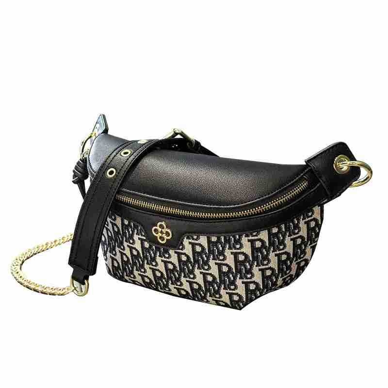 Dumpling Crossbody torba za žene — platna, zatvarač, uzorak slova, vodoravni kvadratni oblik, jedna naramenica (ljeto 2022; ulični stil)