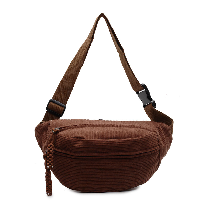 Corduroy crossbody torba s urbanim minimalističkim stilom, vanjska tkanina najlon, zatvarač, podstava poliester, proljeće 2025