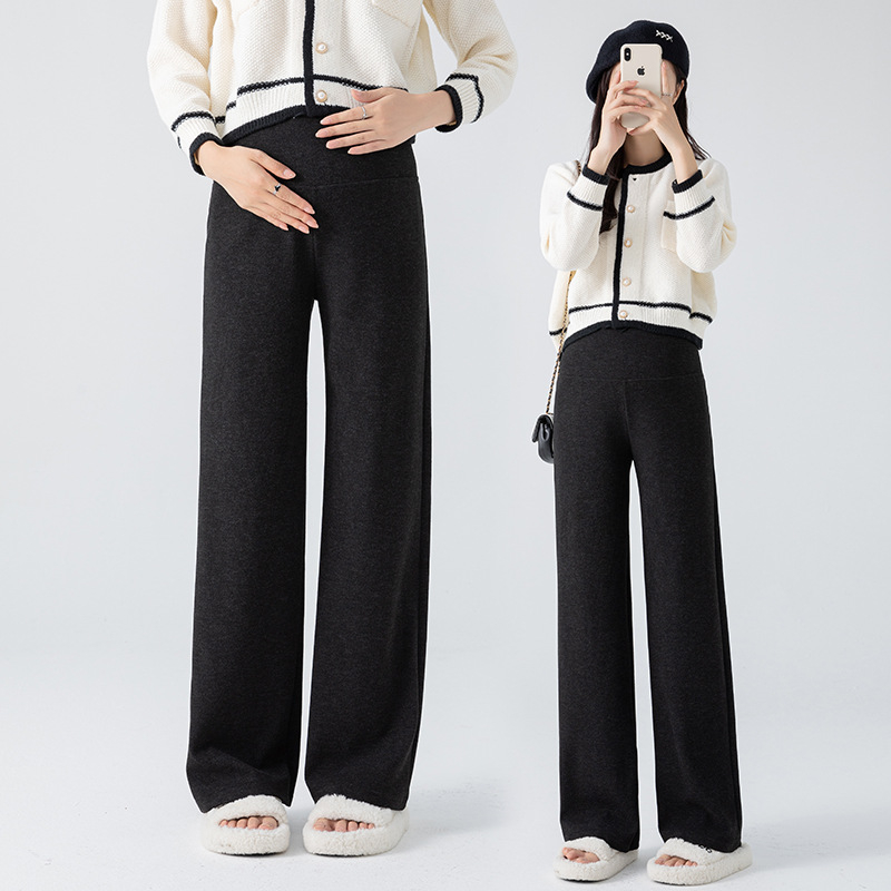 Бременни панталони с широки крачоли – флисово подплатени, висока талия, свободен силует, памук-полиестер, поддържат топлината, есен-зима 2025