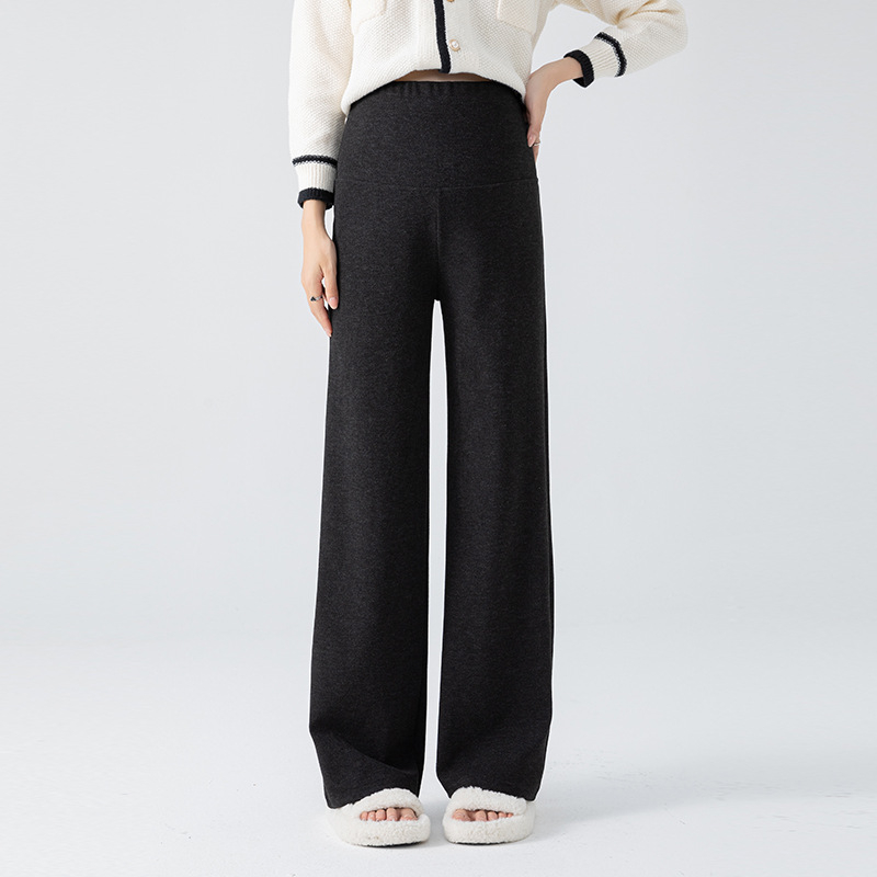 Бременни панталони с широки крачоли – флисово подплатени, висока талия, свободен силует, памук-полиестер, поддържат топлината, есен-зима 2025