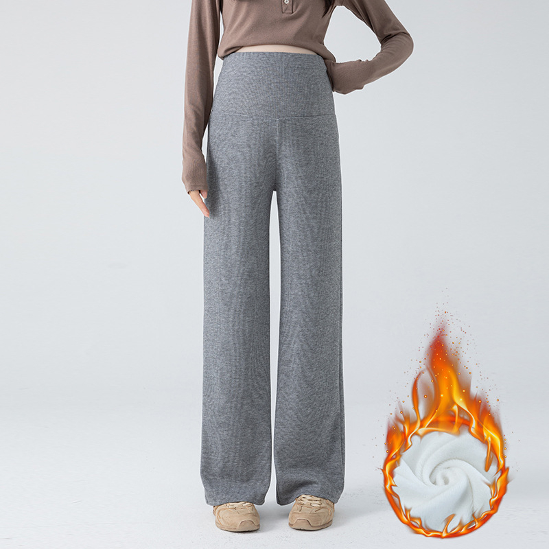 Бременни панталони с широки крачоли – флисово подплатени, висока талия, свободен силует, памук-полиестер, поддържат топлината, есен-зима 2025