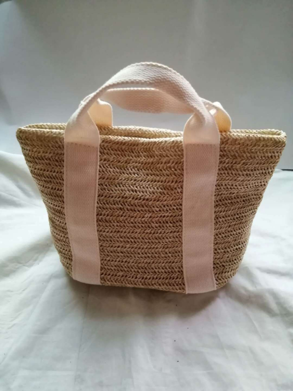 PE torba od slamnate tkanine, bucket bag, stil Fresh and Sweet, magnetsko zatvaranje