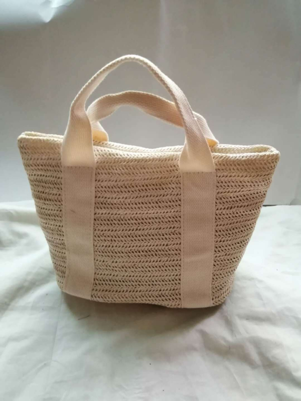 PE torba od slamnate tkanine, bucket bag, stil Fresh and Sweet, magnetsko zatvaranje