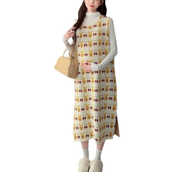 Set maternitate din tricot: amestec cașmir-bumbac, model geometric, decolteu în V, iarnă 2024