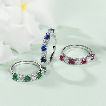 Prsten od srebra 925 s Moissanitom, Small Craftsman, geometrijski stil, elektroplatiranje, za žene, 7 kamenja