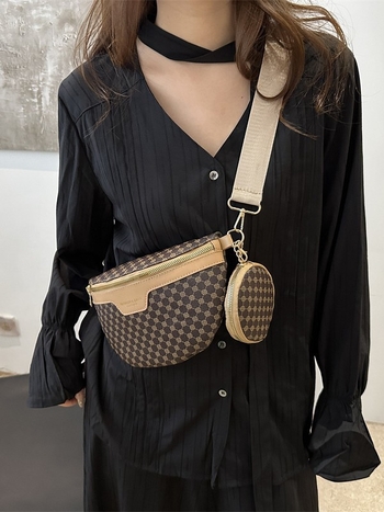 Ženska PU chest bag u stilu street fashion, zatvarač, džep za telefon, podstava od poliestera