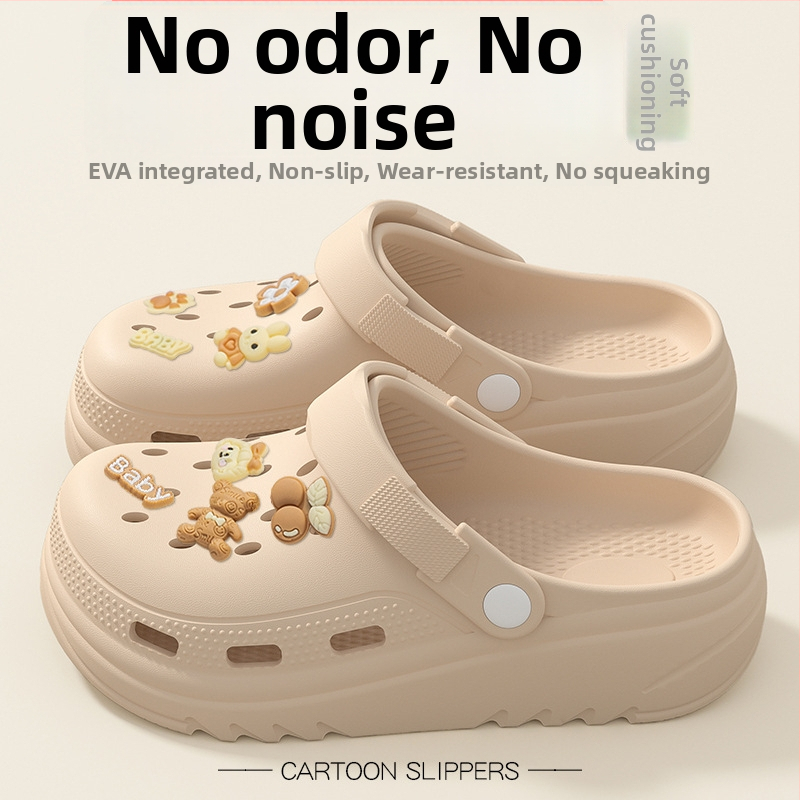 Női EVA Crocs-stílusú papucs a tengerparti strandokra, csúszásmentes, kopásálló, 5 cm magasságot növelő, EVA felsőrész és talp