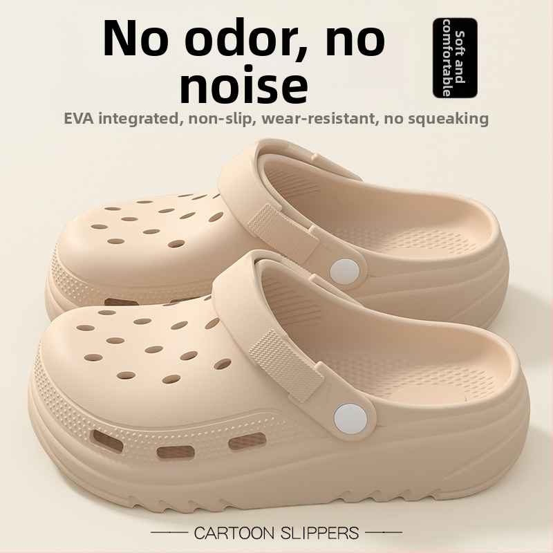 Női EVA Crocs-stílusú papucs a tengerparti strandokra, csúszásmentes, kopásálló, 5 cm magasságot növelő, EVA felsőrész és talp