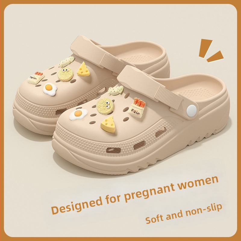 Női EVA Crocs-stílusú papucs a tengerparti strandokra, csúszásmentes, kopásálló, 5 cm magasságot növelő, EVA felsőrész és talp