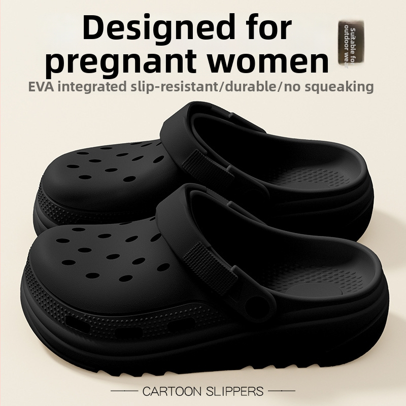 Női EVA Crocs-stílusú papucs a tengerparti strandokra, csúszásmentes, kopásálló, 5 cm magasságot növelő, EVA felsőrész és talp