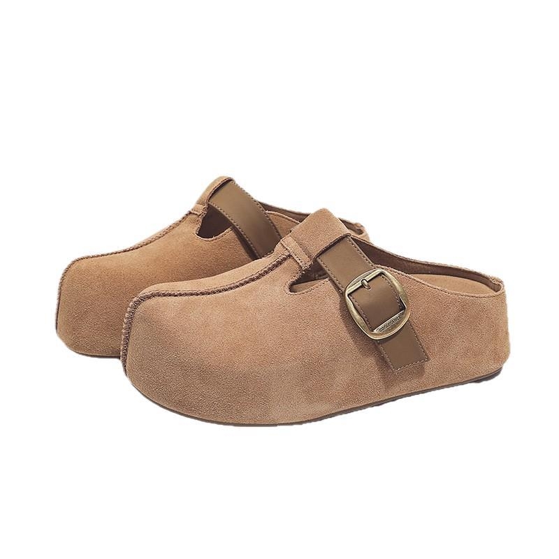 Sandale s debelim potplatom u Birkenstock stilu, Slip-On, zaobljeni nos, gornji dio: super vlakno, đon: guma, bez uloška