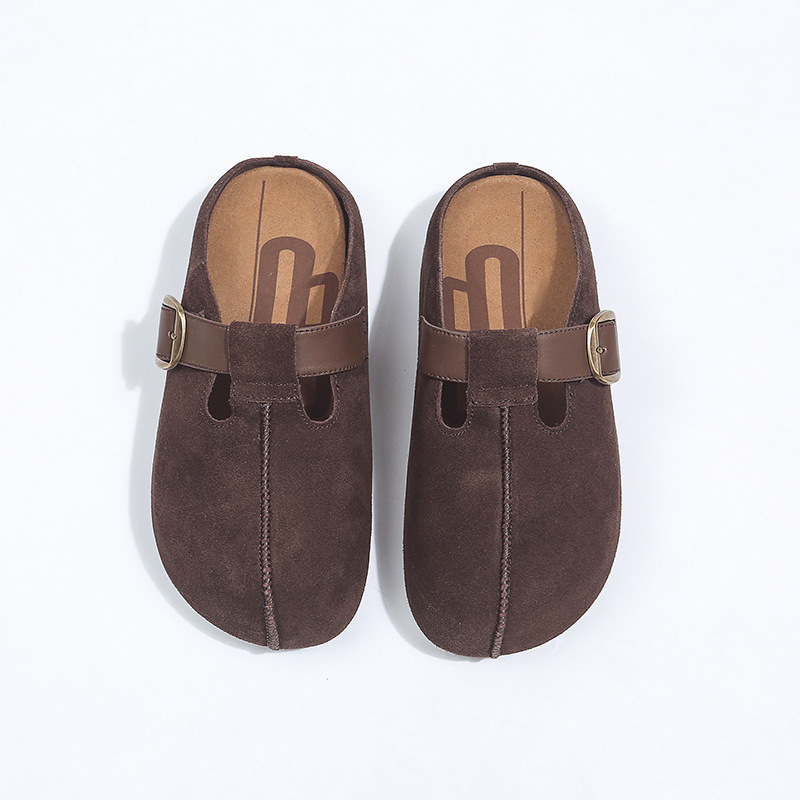 Sandale s debelim potplatom u Birkenstock stilu, Slip-On, zaobljeni nos, gornji dio: super vlakno, đon: guma, bez uloška