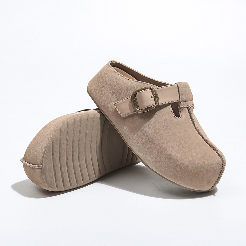 Sandale s debelim potplatom u Birkenstock stilu, Slip-On, zaobljeni nos, gornji dio: super vlakno, đon: guma, bez uloška