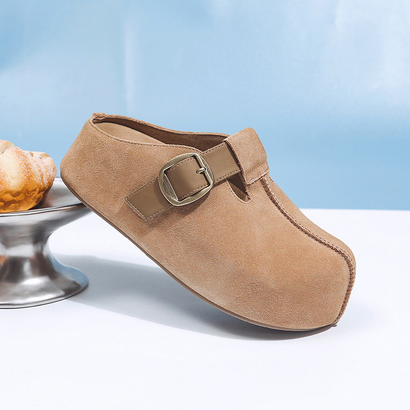 Sandale s debelim potplatom u Birkenstock stilu, Slip-On, zaobljeni nos, gornji dio: super vlakno, đon: guma, bez uloška