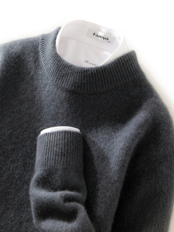 Ανδρικό πουλόβερ από κασμίρι με ημιυψωμένο γιακά, πυκνή μαλλί πλέξη, 41–45% κασμίρι