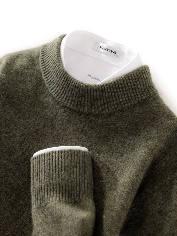 Ανδρικό πουλόβερ από κασμίρι με ημιυψωμένο γιακά, πυκνή μαλλί πλέξη, 41–45% κασμίρι