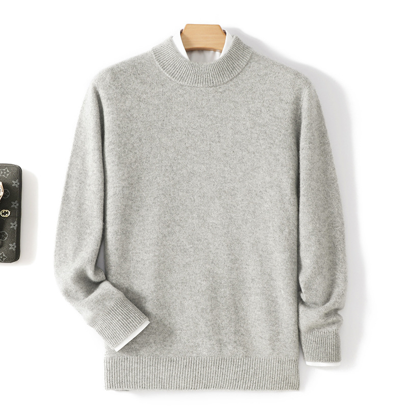 Ανδρικό πουλόβερ από κασμίρι με ημιυψωμένο γιακά, πυκνή μαλλί πλέξη, 41–45% κασμίρι